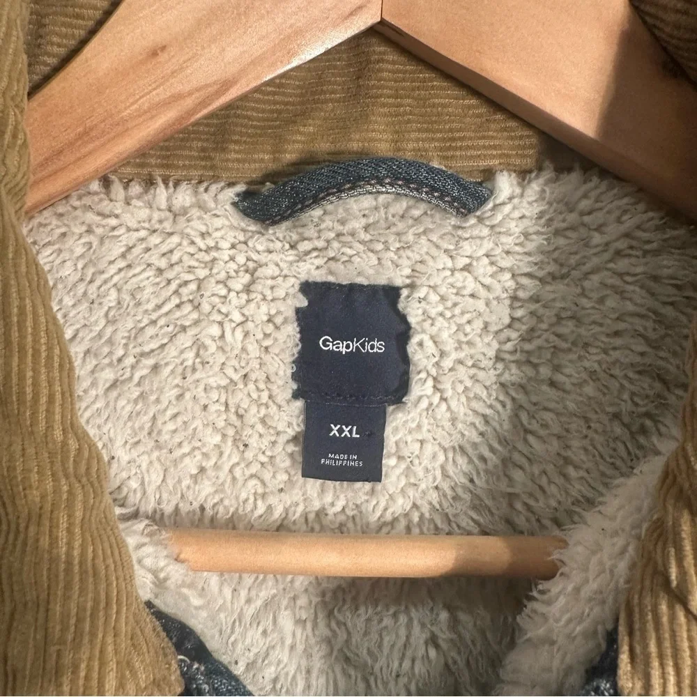 GAP Blue Denim Jacket with Tan Collar